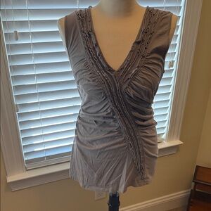 Garnet Hill Gray Ruched Tank Top
